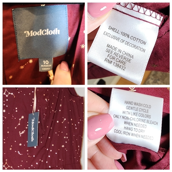 NWT ModCloth Gold Foil Maroon Solar System Constellation Sleeveless Dress 10 - Picture 4 of 16